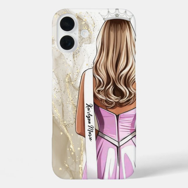 Étui de téléphone de concours Reine de beauté doré (Verso)