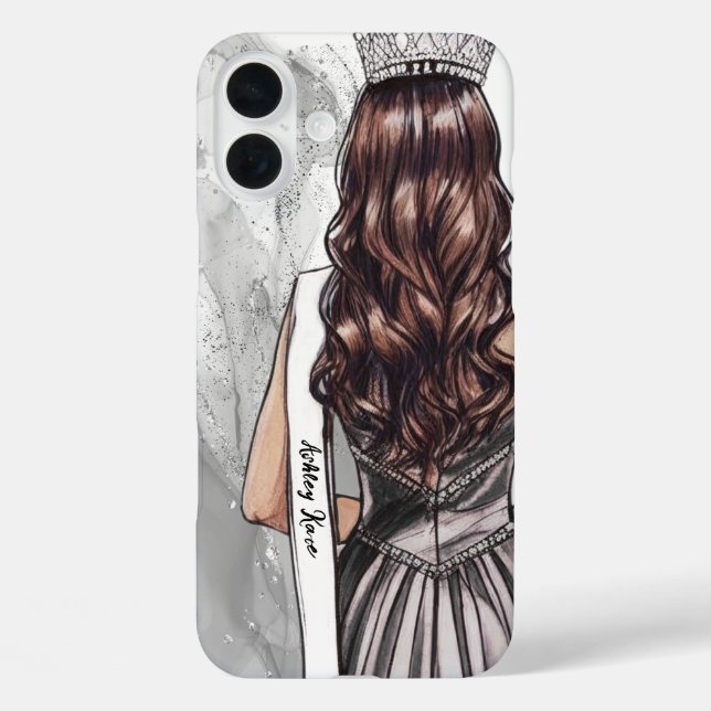 Étui de téléphone de concours Silver Glam Paillett (Verso)