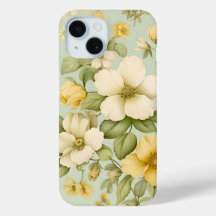 Étui de téléphone de jardin floral jaune vintage