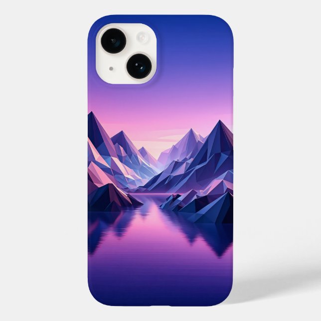 Étui de téléphone de montagne basse poly moderne - (Verso)