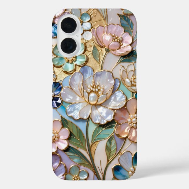 Étui de téléphone de style vitrail floral Élégant (Verso)