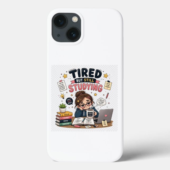 Étui de téléphone drôle pour étudiant fatigué mais (Verso)