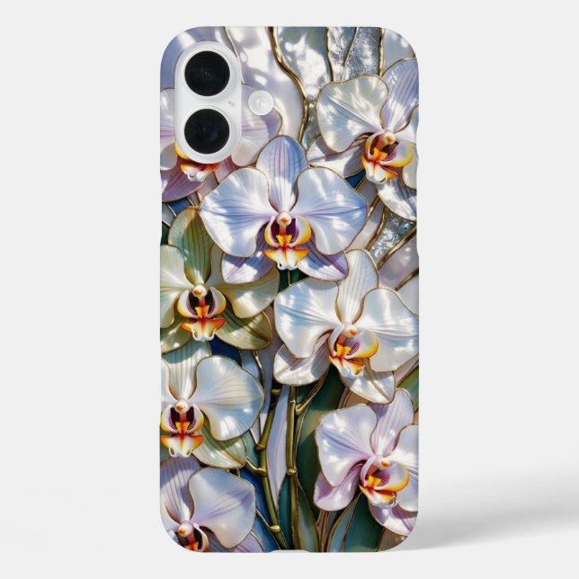 Étui de téléphone élégant à orchidée blanche flora (Verso)