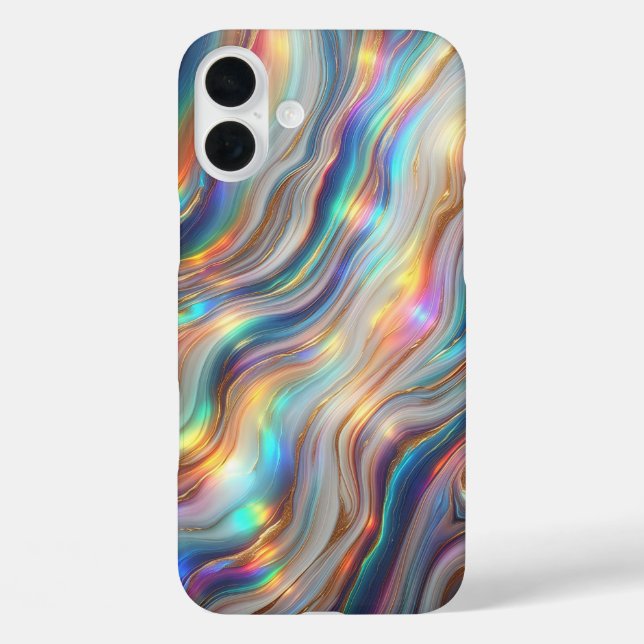 Étui de téléphone en agate arc-en-ciel iridescent  (Verso)