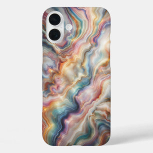 Étui de téléphone en agate arc-en-ciel iridescent 