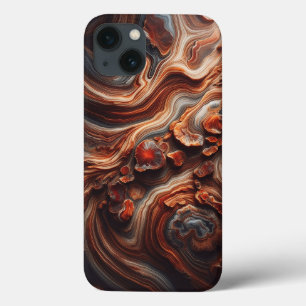 Étui de téléphone en agate de luxe aux tons terreu