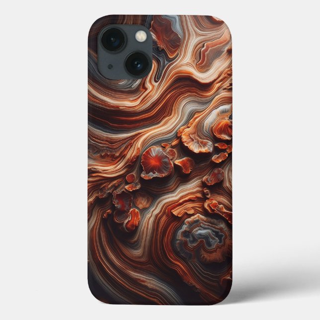 Étui de téléphone en agate de luxe aux tons terreu (Verso)