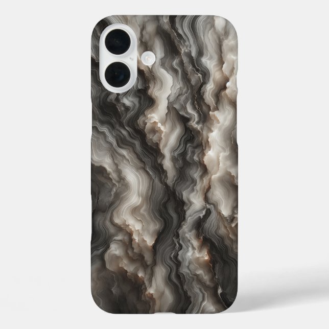 Étui de téléphone en agate noir fumé de luxe Drama (Verso)