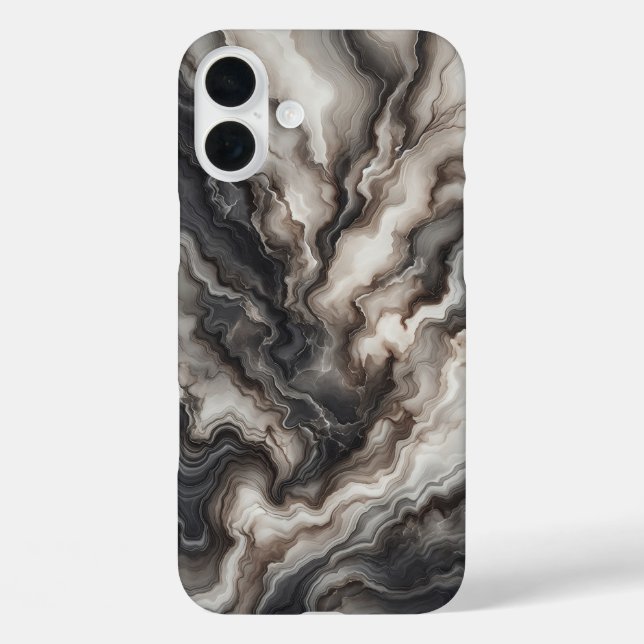 Étui de téléphone en agate noire fumée de luxe - D (Verso)