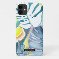 Étui de téléphone en art abstrait aquarelle Monste