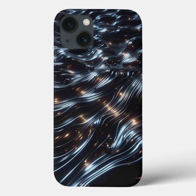 Étui de téléphone en chrome noir brillant liquide  (Verso)