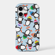 Étui de téléphone en collage de manchots mignons