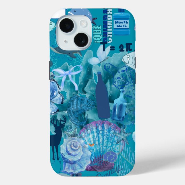 Étui de téléphone en collage Océan Bleu (Verso)