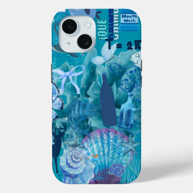 Étui de téléphone en collage Océan Bleu (Verso)