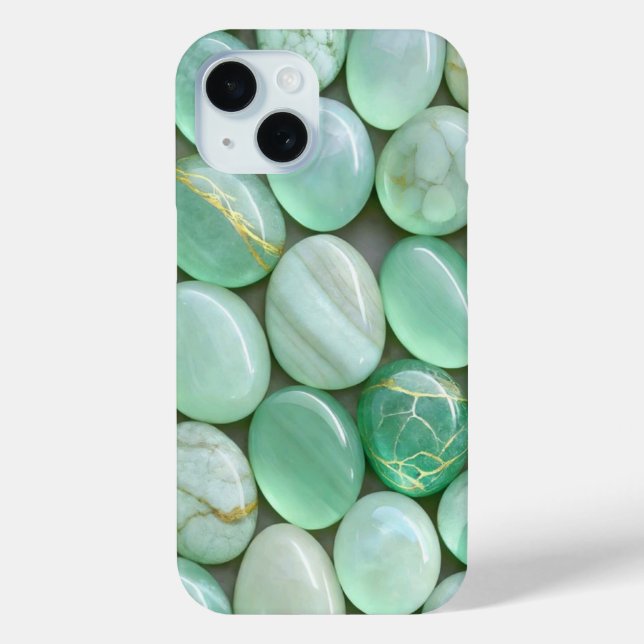 Étui de téléphone en cristaux de jade vert menthe  (Verso)