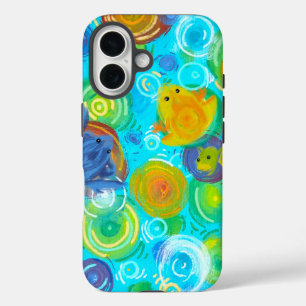 Étui de téléphone en eau arc-en-ciel de grenouille