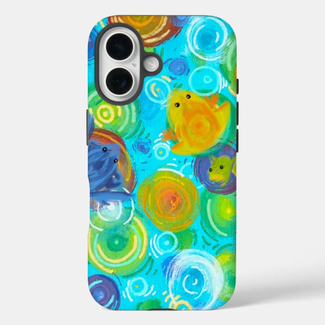 Étui de téléphone en eau arc-en-ciel de grenouille (Verso)