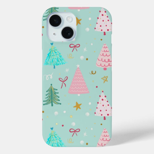 Étui de téléphone en forme d'arbre de Noël festif (Verso)