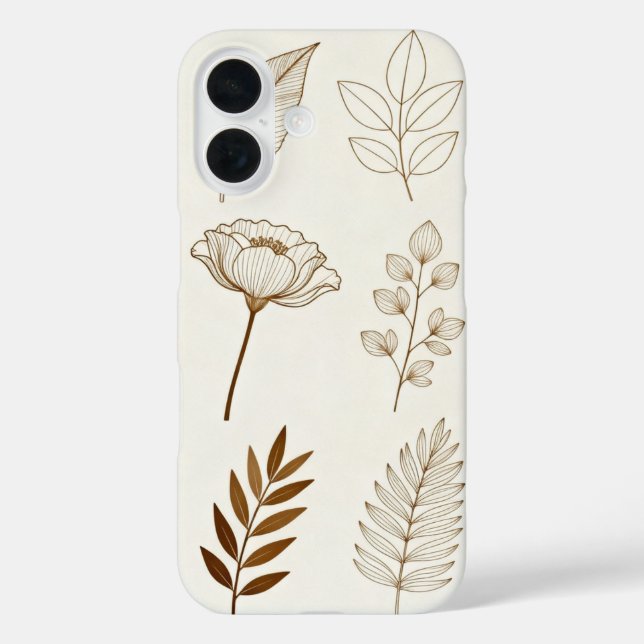 Étui de téléphone en ligne botanique – Floral mini (Verso)