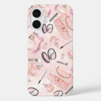 Étui de téléphone en maquillage glamour rose vif