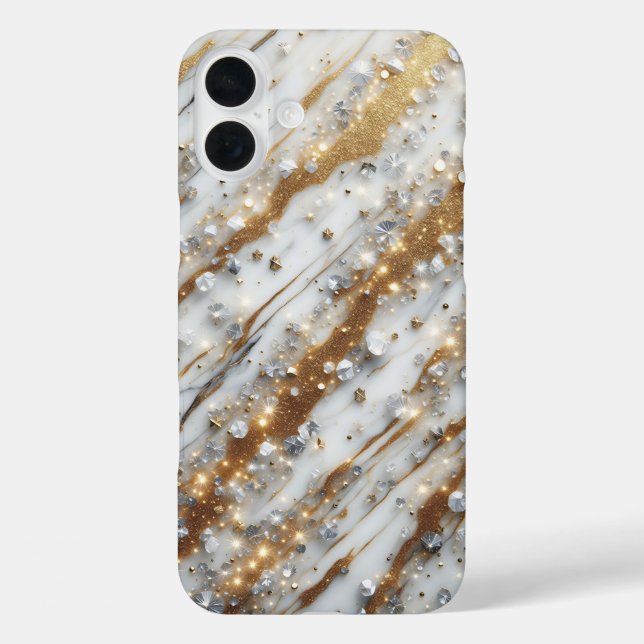 Étui de téléphone en marbre blanc de luxe avec or  (Verso)