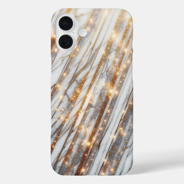 Étui de téléphone en marbre blanc de luxe avec or  (Verso)