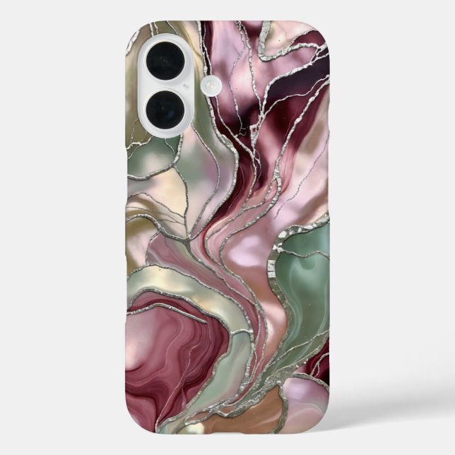 Étui de téléphone en marbre Blush Sage Gold Abstra (Verso)