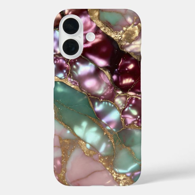 Étui de téléphone en marbre bordeaux sarcelle Luxe (Verso)