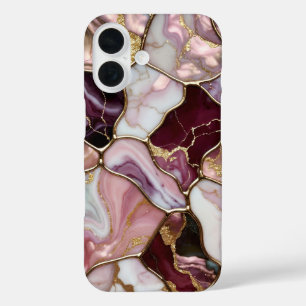 Étui de téléphone en marbre de Bourgogne rose Luxe
