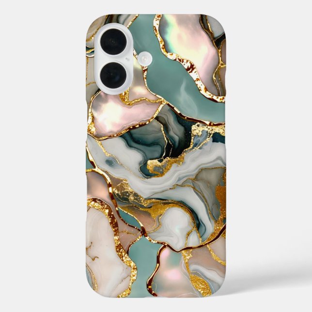 Étui de téléphone en marbre de sauge doré Luxe Abs (Verso)