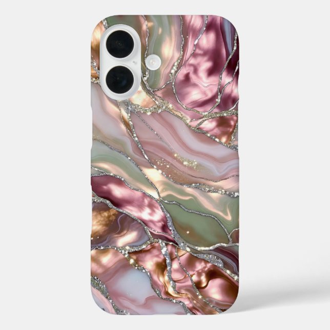 Étui de téléphone en marbre de sauge rose doré de  (Verso)