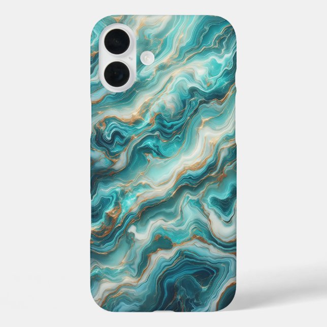 Étui de téléphone en marbre de turquoise profond d (Verso)