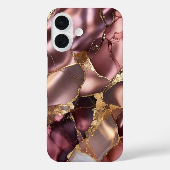 Étui de téléphone en marbre doré rose Luxe Abstrai (Verso)