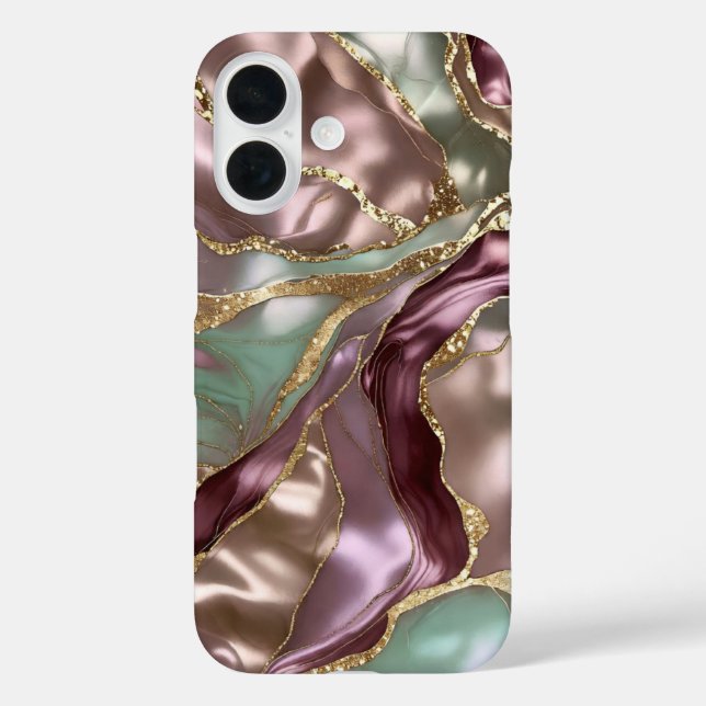 Étui de téléphone en marbre doré rose sage Luxe (Verso)