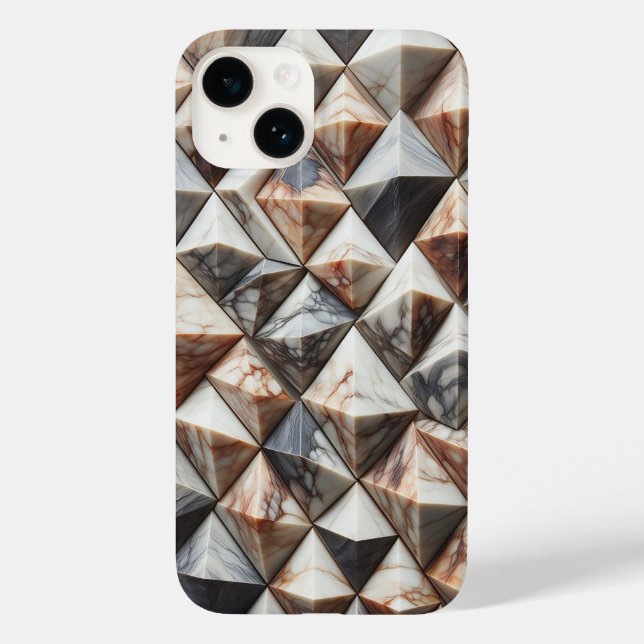 Étui de téléphone en marbre géométrique 3D de luxe (Verso)