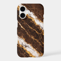 Étui de téléphone en marbre marron luxe doré/veine