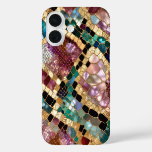 Étui de téléphone en marbre mosaïque coloré Luxe O