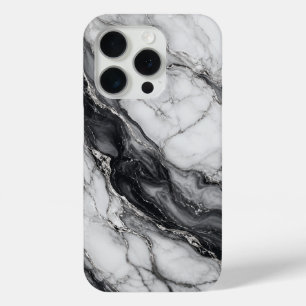 Étui de téléphone en marbre noir et blanc de luxe