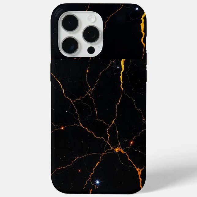 Étui de téléphone en marbre noir et or de luxe  (Verso)