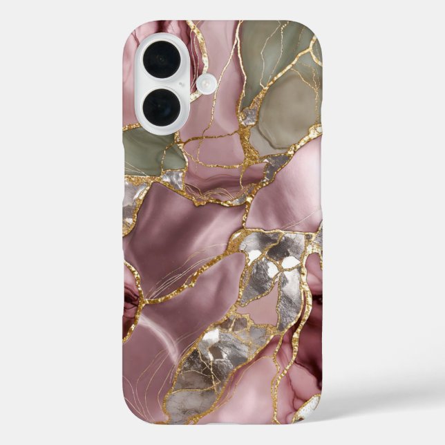 Étui de téléphone en marbre rose doré Luxe Neutre (Verso)