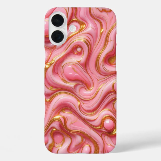 Étui de téléphone en marbre rose et blanc de luxe  (Verso)