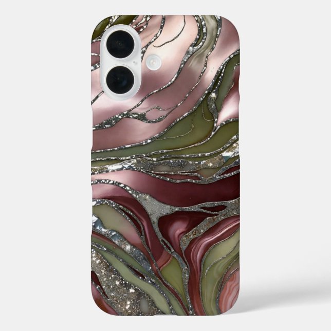 Étui de téléphone en marbre rose olive doré Luxe (Verso)