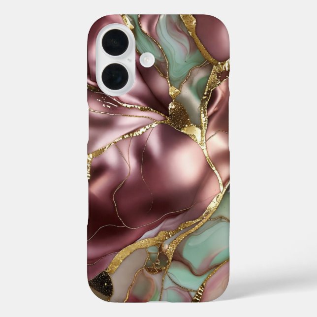Étui de téléphone en marbre rose sage luxe or (Verso)