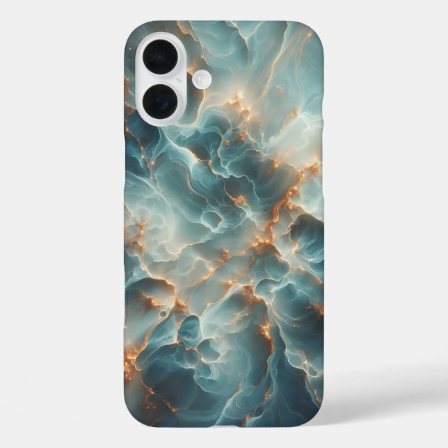 Étui de téléphone en marbre sarcelle céleste de lu (Verso)