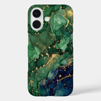 Étui de téléphone en marbre vert émeraude de luxe