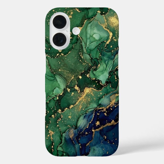 Étui de téléphone en marbre vert émeraude de luxe (Verso)