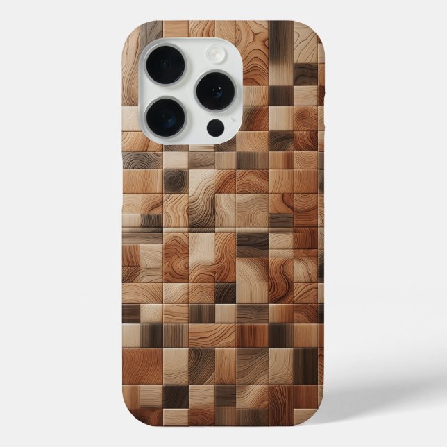 Étui de téléphone en mosaïque de bois rustique mod (Verso)
