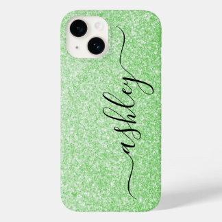 Étui de téléphone en paillettes vertes de luxe ave