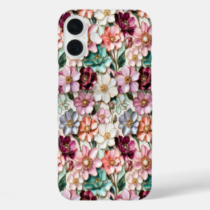 Étui de téléphone en style vitrail floral bijou