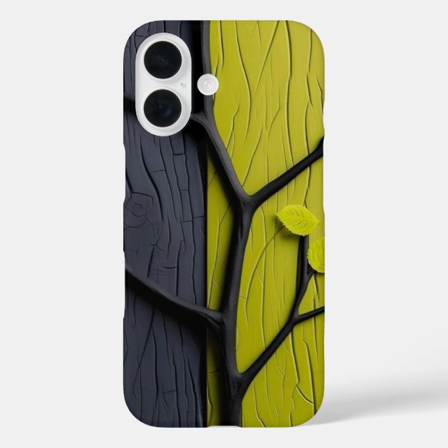 Étui de téléphone en texture d'arbre divisé abstra (Verso)